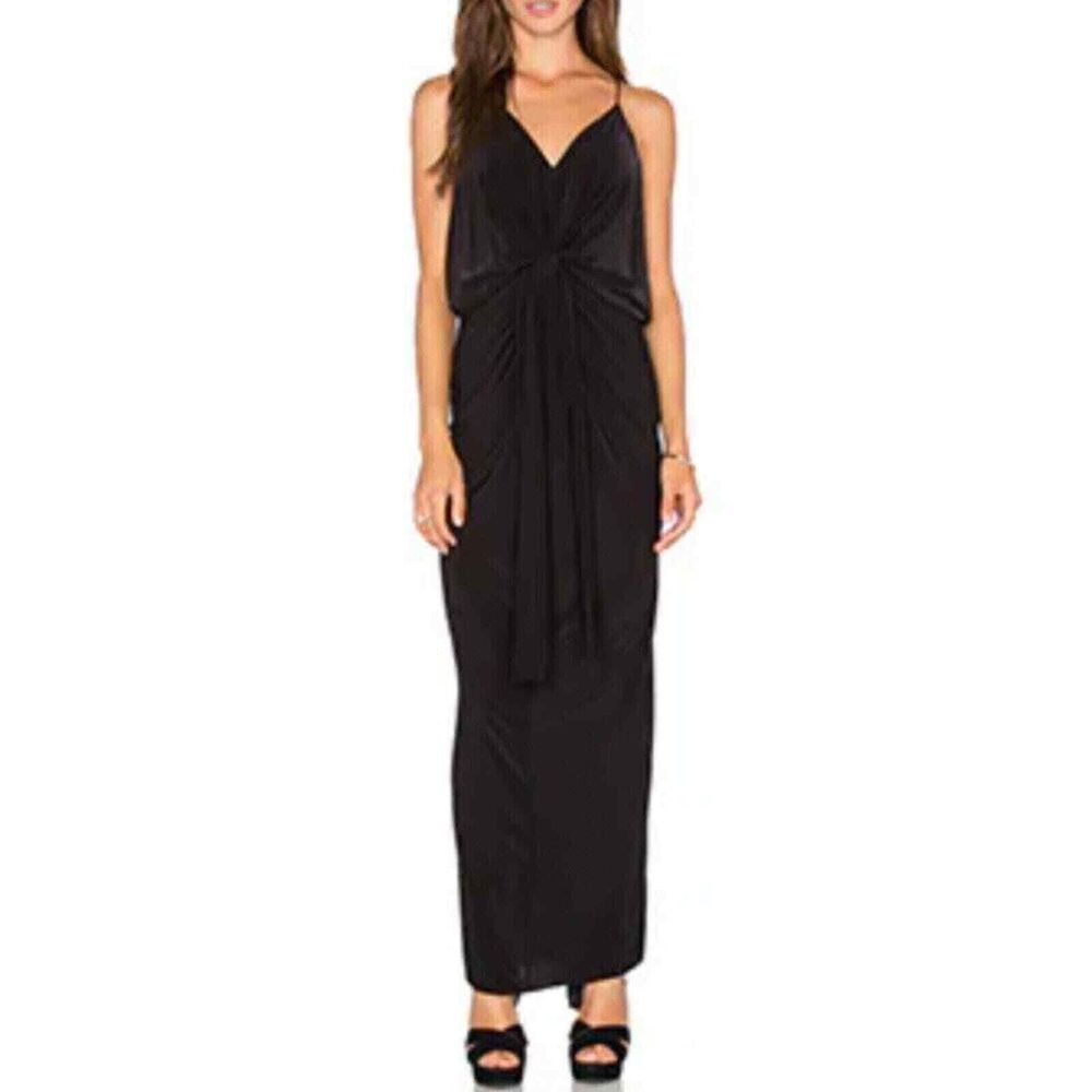 1116 NWT MISA Los Angeles Womens Domino Maxi Spaghetti Strap Dress Black Small